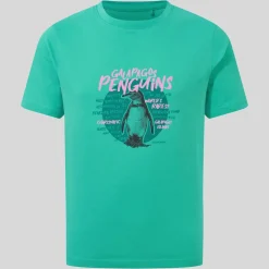 Kid's Ellis Short Sleeved T-Shirt | Ocean Green Penguin