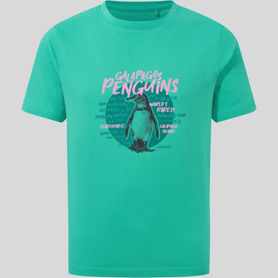Kid's Ellis Short Sleeved T-Shirt | Ocean Green Penguin