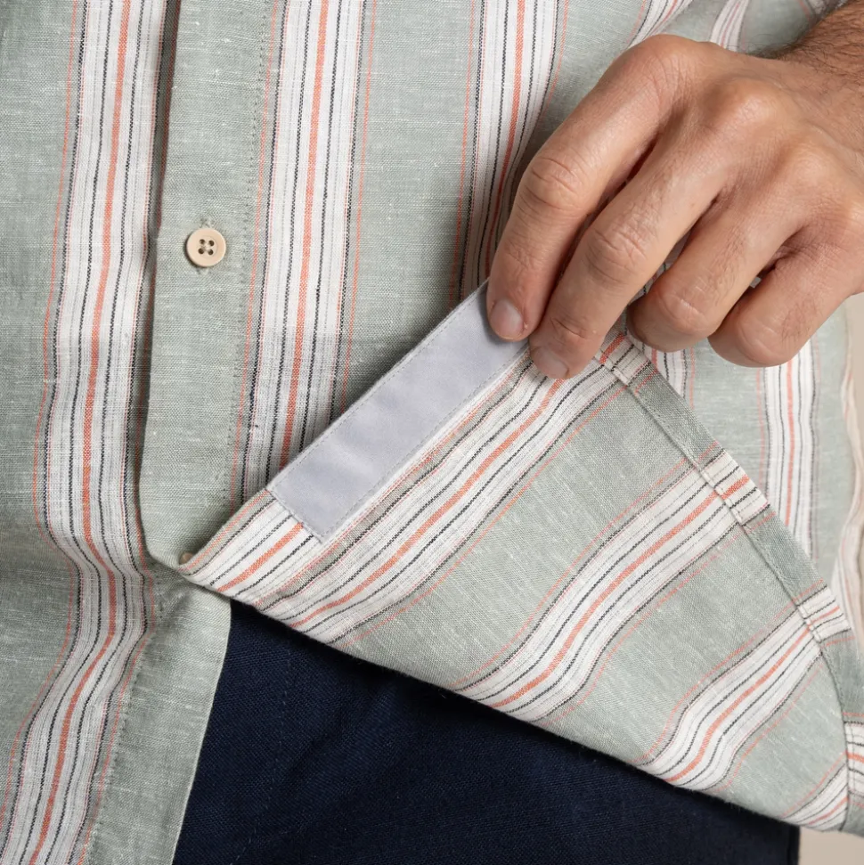 Men's Argino Short Sleeved Shirt | Lichen Green Stripe