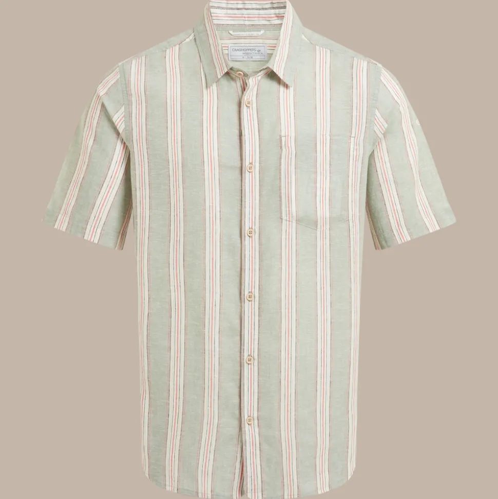 Men's Argino Short Sleeved Shirt | Lichen Green Stripe