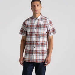 Men's Hila Short Sleeved Shirt | Sienna Red Check