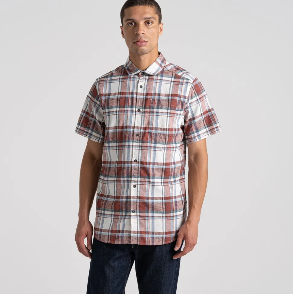Men's Hila Short Sleeved Shirt | Sienna Red Check