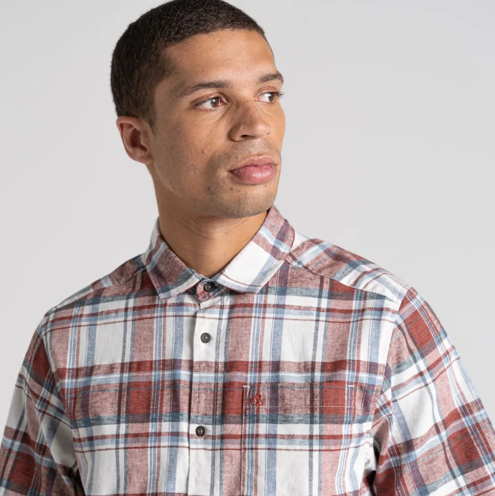 Men's Hila Short Sleeved Shirt | Sienna Red Check