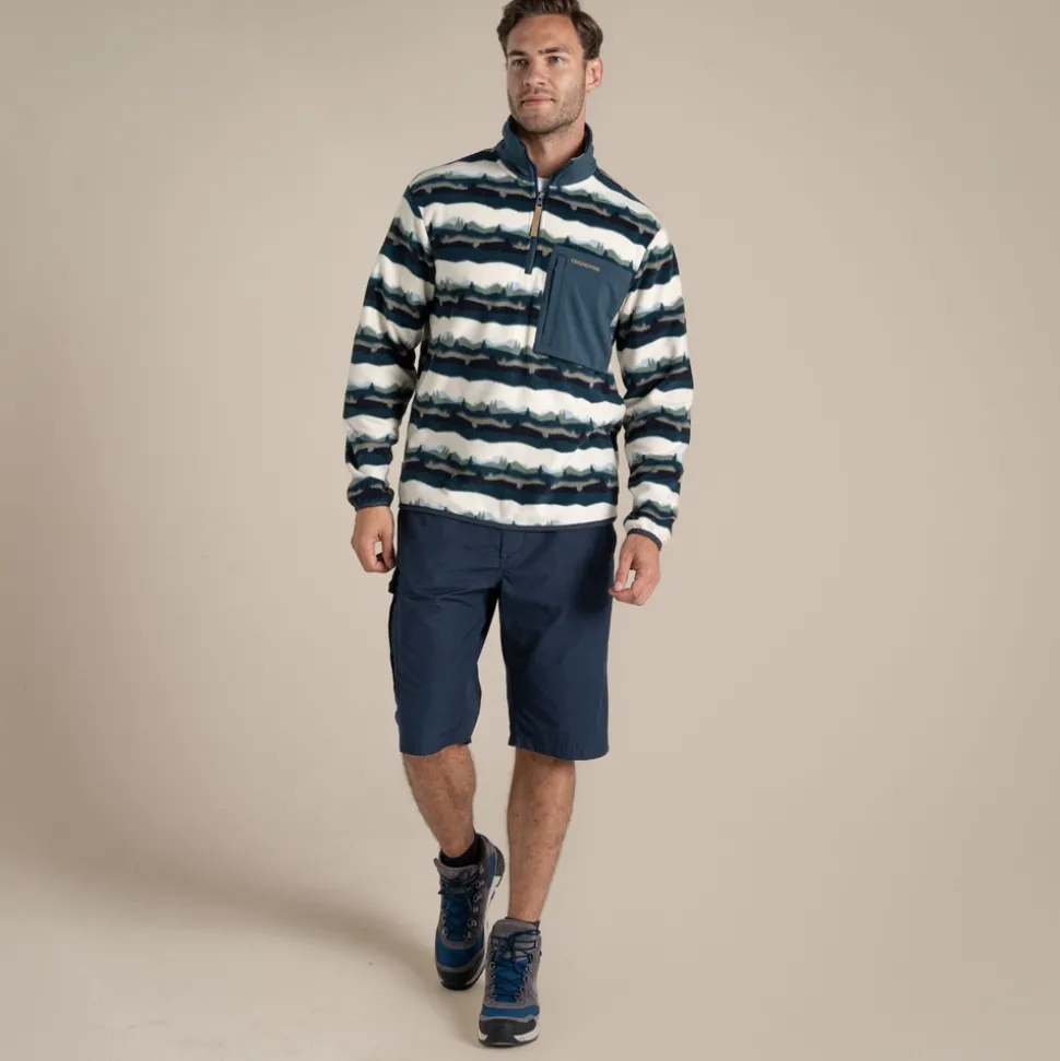Men's National Trust Losehill Half Zip Fleece | Tranquil Blue Print