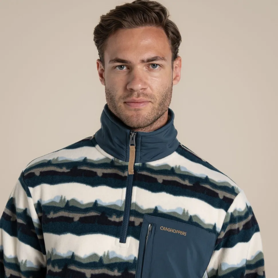 Men's National Trust Losehill Half Zip Fleece | Tranquil Blue Print