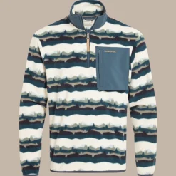 Men's National Trust Losehill Half Zip Fleece | Tranquil Blue Print