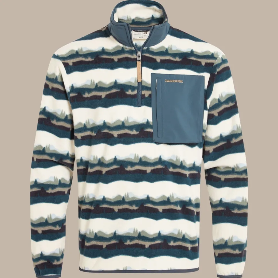 Men's National Trust Losehill Half Zip Fleece | Tranquil Blue Print