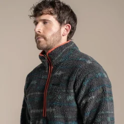 Men's National Trust Rawthey Half Zip Fleece | Woodland Green Print