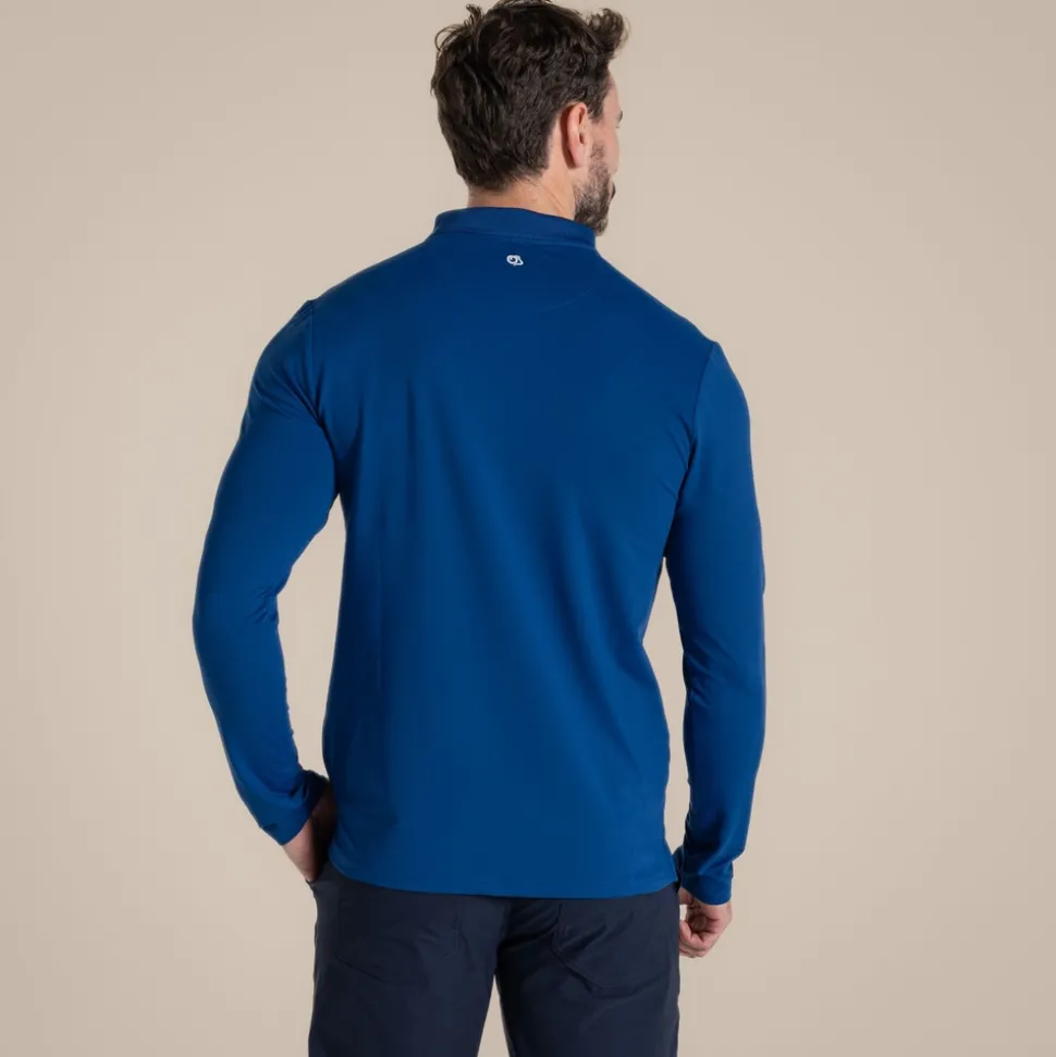 Men's NosiLife Bramshaw Golf Long Sleeved Polo Top | Deep Marina
