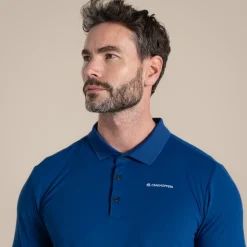 Men's NosiLife Bramshaw Golf Long Sleeved Polo Top | Deep Marina