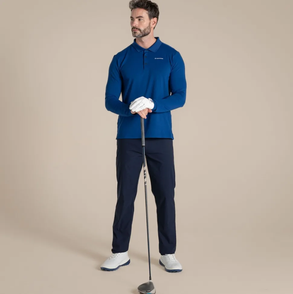 Men's NosiLife Bramshaw Golf Long Sleeved Polo Top | Deep Marina
