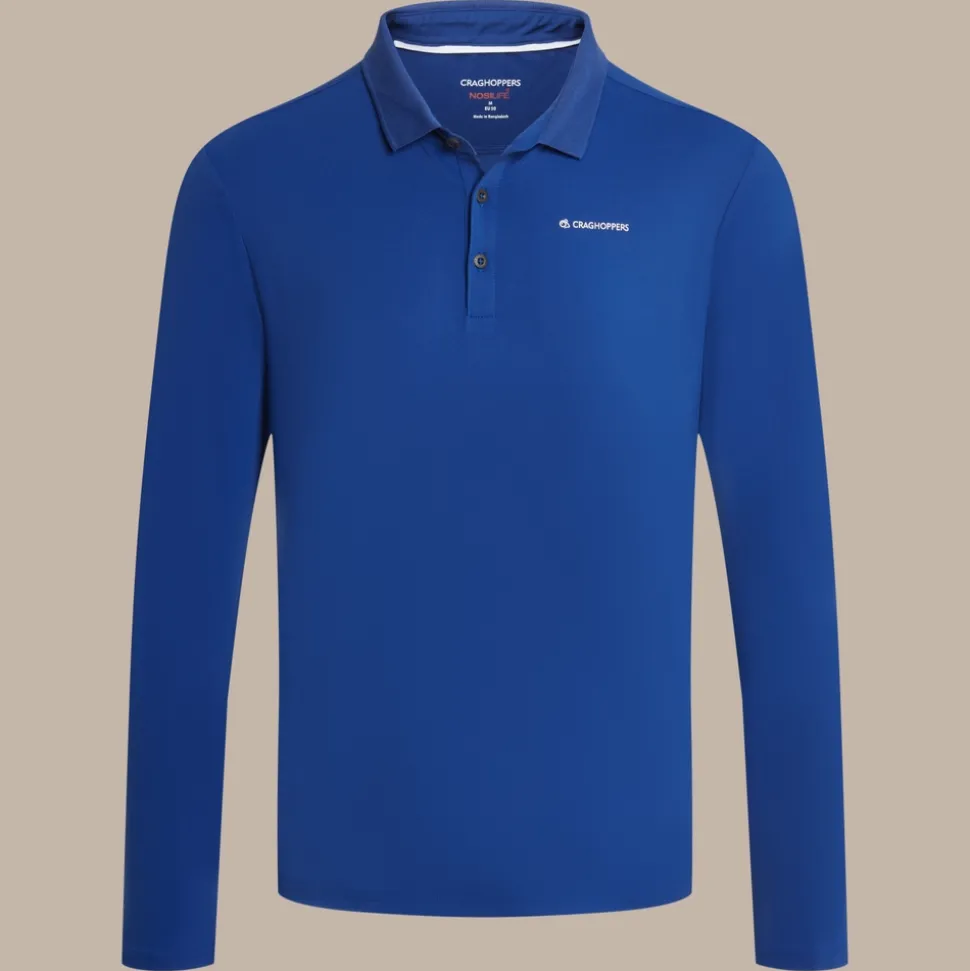 Men's NosiLife Bramshaw Golf Long Sleeved Polo Top | Deep Marina