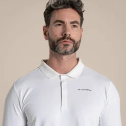 Men's NosiLife Bramshaw Golf Long Sleeved Polo Top | White