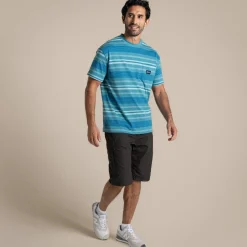 Men's Pointer Short Sleeved T-Shirt | Tranquil Blue Stripe