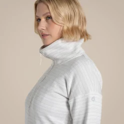 Women's Daisy Half Zip Fleece | Lunar Grey Stripe