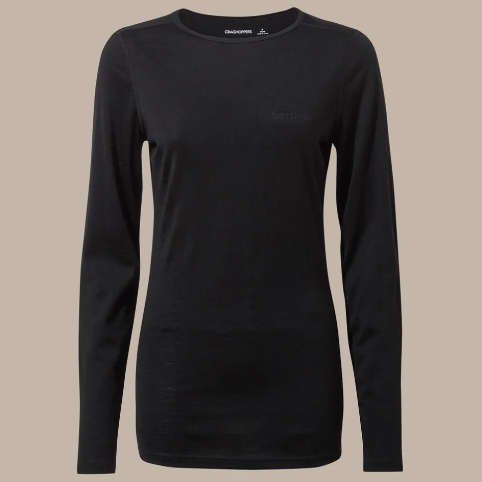 Women's Merino Crew Neck Long Sleeved Baselayer II | Black