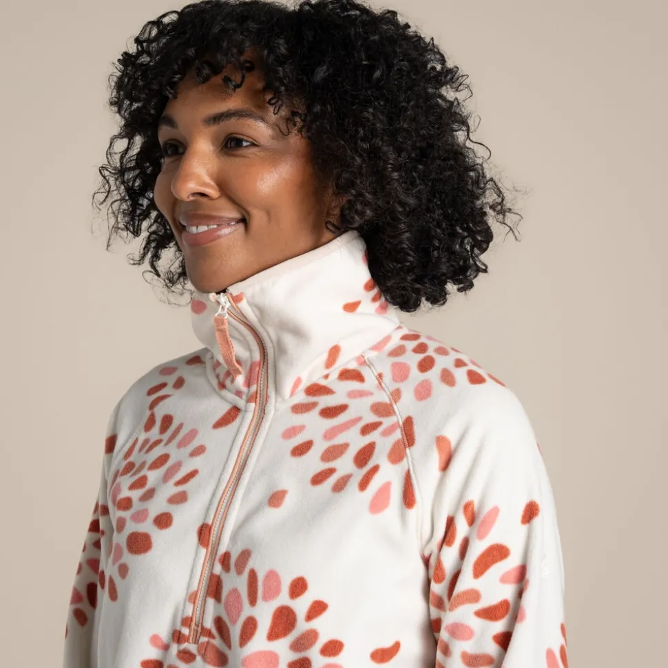Women's National Trust Reedmace Half Zip Fleece | Red Sandstone Print