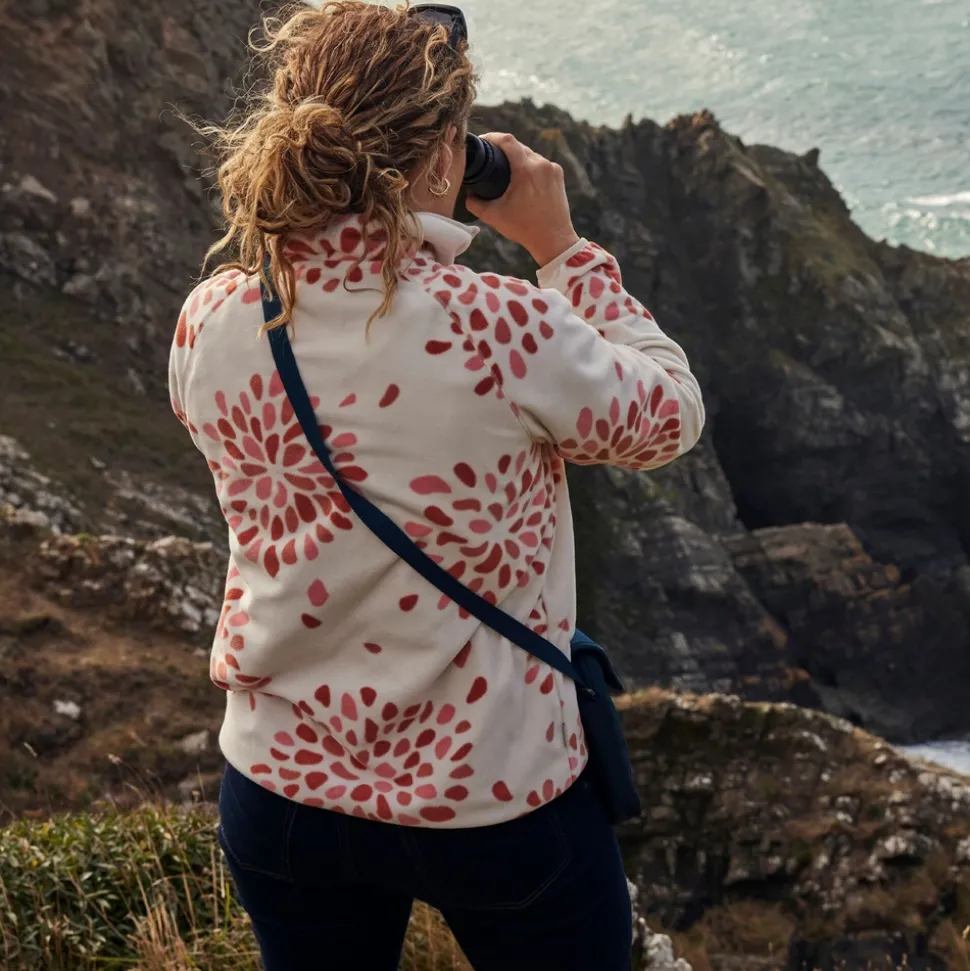 Women's National Trust Reedmace Half Zip Fleece | Red Sandstone Print